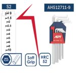 ⁦طـقـم ألـن مـسـدس طويل 9 قطع من 1.5 الى 10 مم ( S2 ) اي بي تي موديل APT AH512711-9⁩ - الصورة ⁦2⁩
