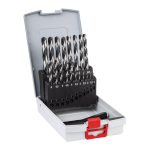علبة بنط حدادي بوش 19 قطعه بوينت تيك من 1 مم الى 10 مم  BOSCH Set of HSS-PointTeQ 1-10 mm 19 Pcs