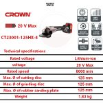 ⁦صاروخ كراون بدون شربون 20 فولت 125 مم 2 بطاريه 4 امبير شنطة بلاستيك موديل CROWN  CT23001-125HX-4⁩ - الصورة ⁦2⁩