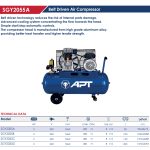 ⁦كمبروسر اي بي تي سعة 50 لتر 2 حصان سير ملفات الومنيوم صينى 220 فولت موديل APT - SGY2055A-50L-2HP EURO⁩ - الصورة ⁦2⁩