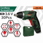 ⁦مفك بطارية 3.6 فولت 1.3 امبير 30 قطعه شنطه بلاستيك دي دبليو تي  موديل DWT - ASC-03⁩ - الصورة ⁦2⁩