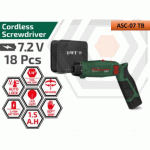 ⁦مفك بطاريه 7.2 فولت واحد ونص امبير 18 قطعه دي دبليو تي موديل DWT ASC-07TB⁩ - الصورة ⁦2⁩