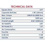 ⁦شنيور حل وربط 3/4 بوصه 2000 نيـوتن اي بي تي موديل APT DW30313⁩ - الصورة ⁦2⁩