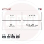 ⁦مشحمه بالهواء كراون 30 لتر من 300 الى 400 بار 0.85 لتر لكل دقيقه 1 : 50 موديل CROWN - CT38098⁩ - الصورة ⁦2⁩